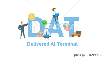 DAT, Delivered at Terminal. Concept with keywords, letters and icons. Flat vector illustration DAT, Delivered at Terminal. Concept with keywords, letters and icons. Flat vector illustration 46999628