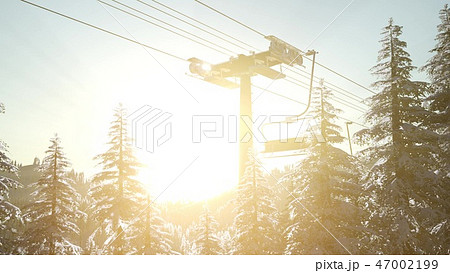 empty ski lift. chairlift silhouette  47002199