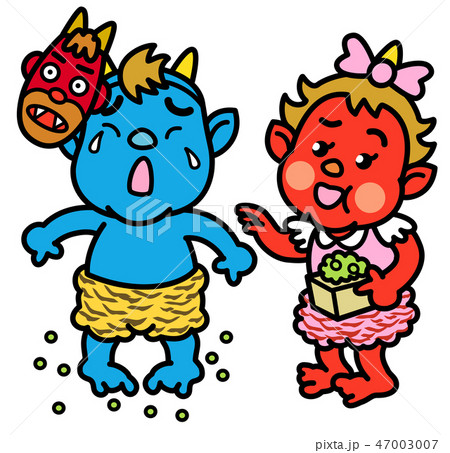 赤鬼青鬼節分豆まき のイラスト素材 [47003007] - PIXTA