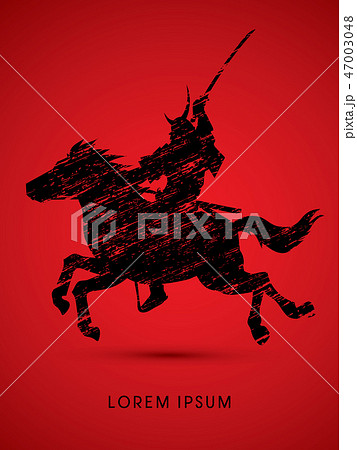 Samurai Warrior with Sword, Riding horse graphic  47003048