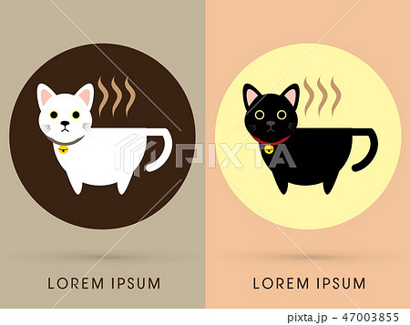 Cat cafe, cup black and white cats graphic vector. Cat cafe, cup black and white cats graphic vector. 47003855