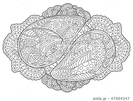 Adult coloring book page with beautiful pattern 47004347