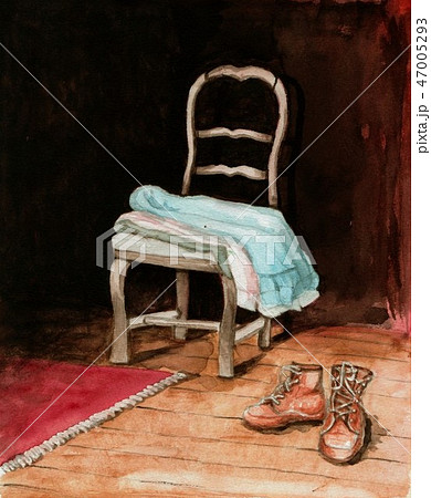水彩画 椅子 靴 水彩画 椅子 靴 47005293