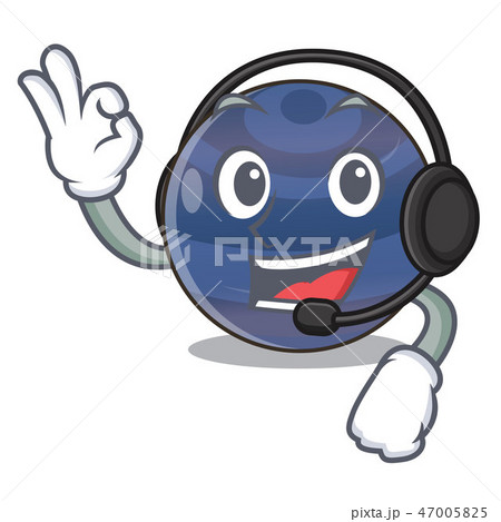 With headphone picture neptune planet in cartoon form With headphone picture neptune planet in cartoon form 47005825
