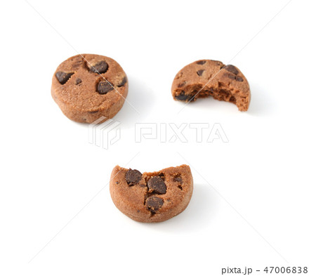 Cookies with chocolate and peanuts on a white 47006838