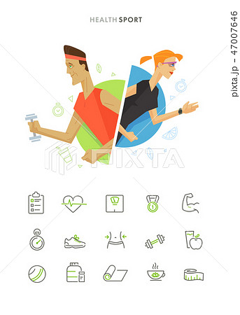Athletic man and woman symbol illustration icon 47007646