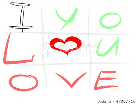 Tic tac toe game and I love you, vector hand drawn 47007716