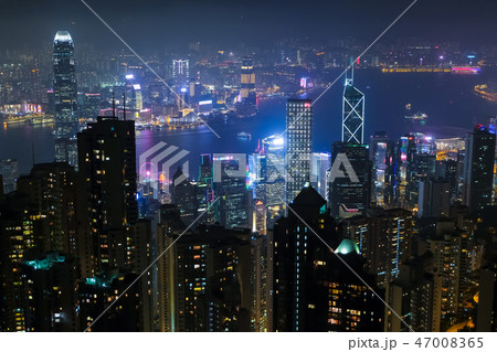 香港 ビクトリアピーク 展望台からの夜景 香港 ビクトリアピーク 展望台からの夜景 47008365