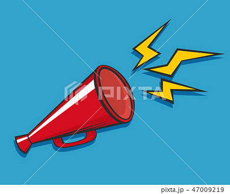 Red loudspeaker, megaphone, bullhorn icon or symbol. Social, media, marketing, advertising or Red loudspeaker, megaphone, bullhorn icon or symbol. Social, media, marketing, advertising or 47009219