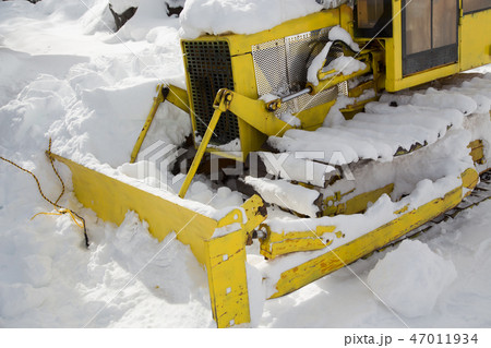 除雪用のブルドーザーの写真素材