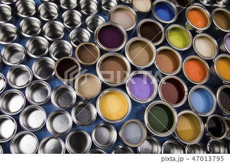 Collection of colored paints cans 47013795
