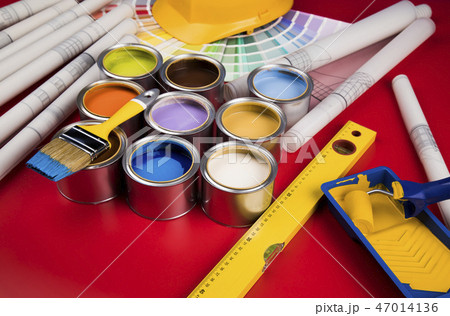 Color palette, can, red background Color palette, can, red background 47014136