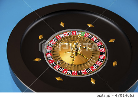 Gaming table, roulette wheel in motion 47014662