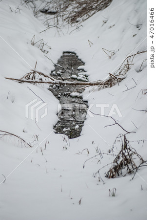 Winter landscape with the wood river. Russian winter 47016466
