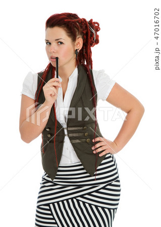 Beautiful girl isolated on white background 47016702