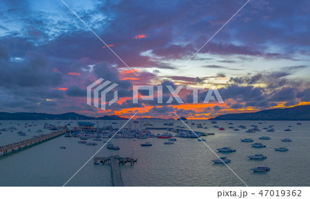 aerial view stunt sunrise at Chalong pier 47019362