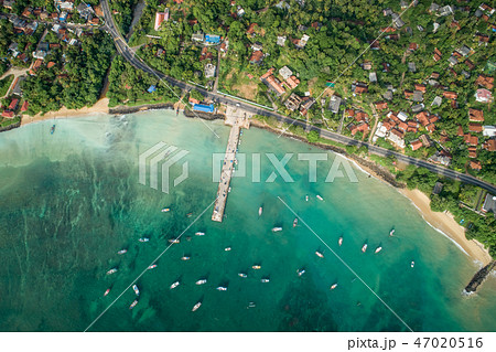 aerial view of coastline and fisherman village aerial view of coastline and fisherman village 47020516