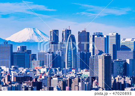 東京新宿方面都市風景 富士山遠望 47020893