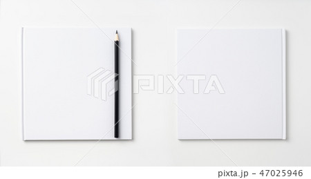 Top view of white notebook, page, pencil Top view of white notebook, page, pencil 47025946
