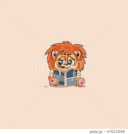 lion sticker emoticon with cigar reading newspaper lion sticker emoticon with cigar reading newspaper 47025999