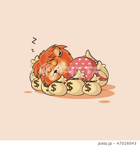 lion sticker emoticon sleeps on bags money lion sticker emoticon sleeps on bags money 47026043