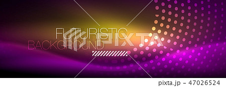 Glowing neon circle line dots, round line design, abstract style on black background. Neon abstract 47026524