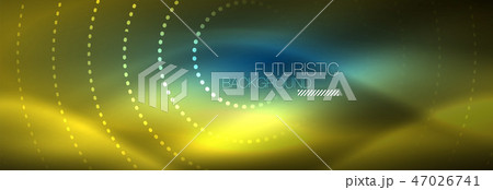 Glowing neon circle line dots, round line design, abstract style on black background. Neon abstract Glowing neon circle line dots, round line design, abstract style on black background. Neon abstract 47026741