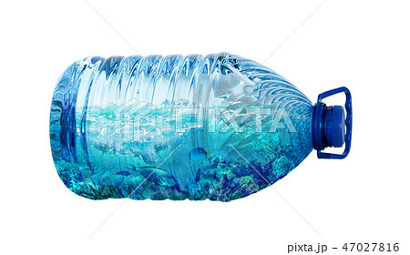 Sea life in plastic bottle isolated on white 47027816