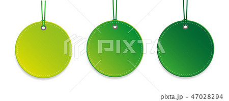 set of three green hanging tags isolated set of three green hanging tags isolated 47028294