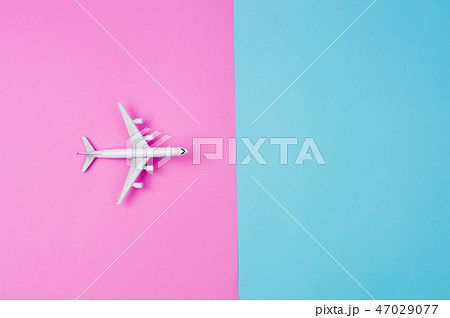 Flat lay of miniature toy airplane  47029077