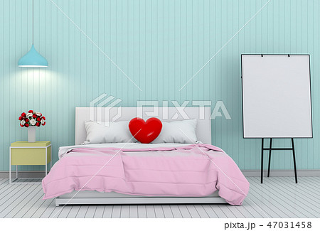 3D render valentine of bed room Interior 3D render valentine of bed room Interior 47031458