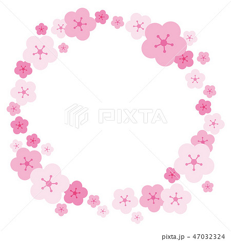 桃の花のフレーム 花輪 丸型 のイラスト素材