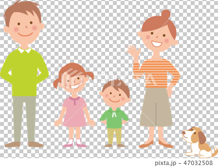 一家四口人並排前進 47032508