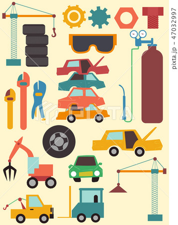 Junk Yard Elements Illustration 47032997