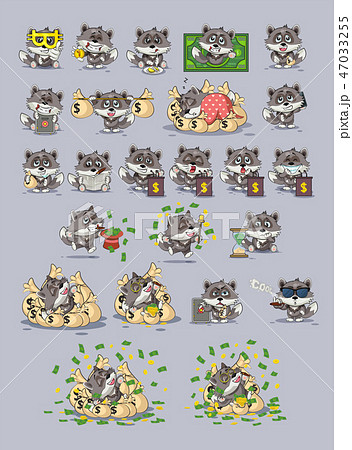 Set wolf cub pup money economy cryptocurrency 47033255