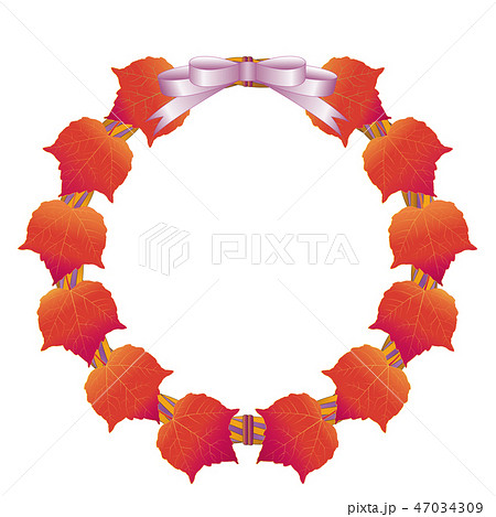 ツタのリース6(紅葉ノツタと薄紫のリボン) ツタのリース6(紅葉ノツタと薄紫のリボン) 47034309