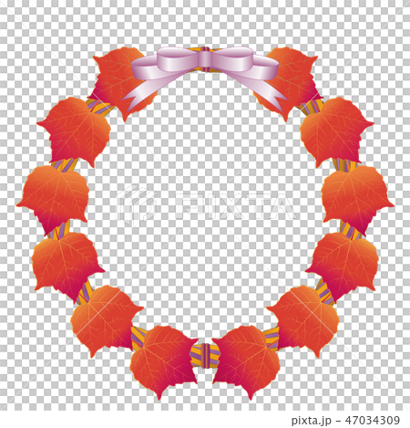 常春藤的花圈6(秋葉和淺紫色的絲帶) 常春藤的花圈6(秋葉和淺紫色的絲帶) 47034309