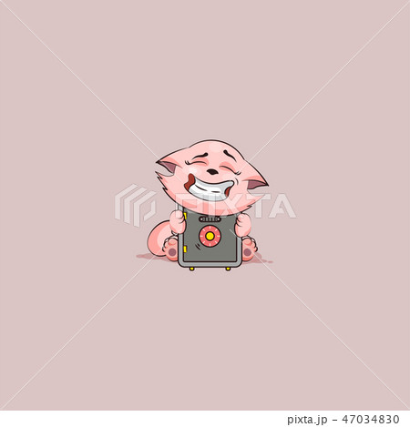 kitty sticker emoticon hug safe with money 47034830