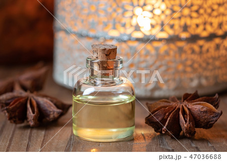 A bottle of star anise essential oil  47036688