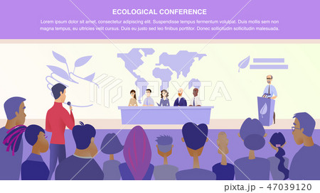 Flat Illustration Guy Asks Group Speaker Question Flat Illustration Guy Asks Group Speaker Question 47039120
