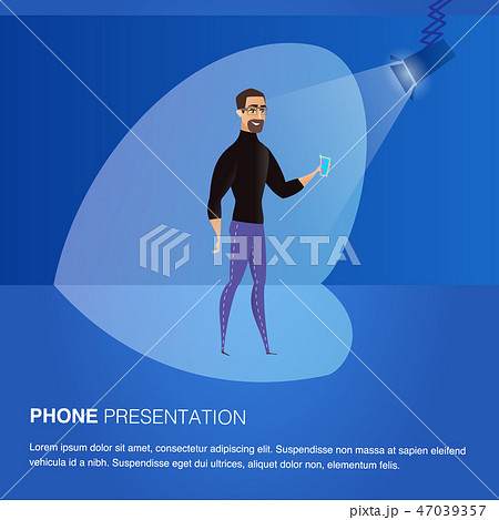 Illustration Man Standing on Stage in Light Soffit Illustration Man Standing on Stage in Light Soffit 47039357