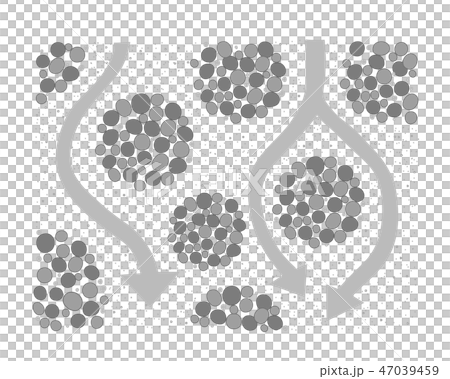 土 団粒構造 水の流れ ベクター素材 モノクロ 白黒のイラスト素材