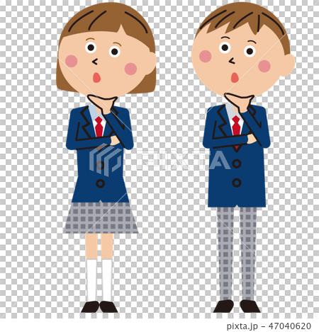 ポップな学生服の男女 感心する 47040620