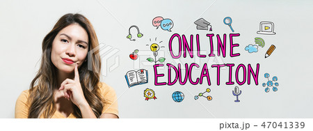 Online education with young woman Online education with young woman 47041339