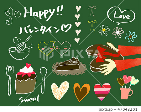 手描き風バレンタインイラストセットのイラスト素材 [47043201] - PIXTA