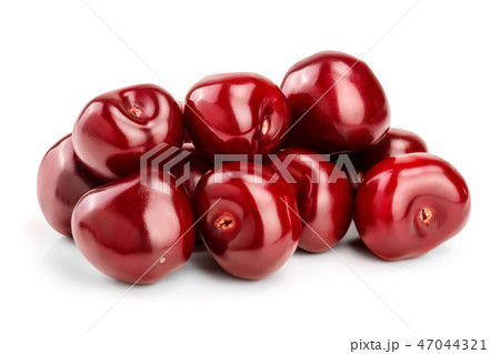 Sweet red cherries isolated on white background macro 47044321