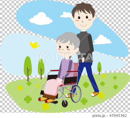 Nursing Care Helper Wheelchair Mobility Stock Illustration