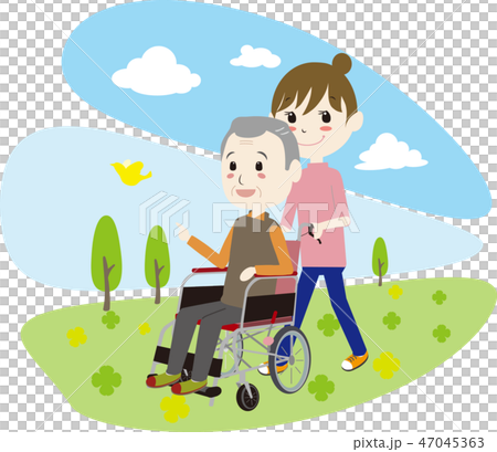 Nursing care helper Wheelchair mobility... - Stock Illustration ...