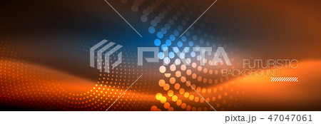 Glowing neon circle line dots, round line design, abstract style on black background. Neon abstract Glowing neon circle line dots, round line design, abstract style on black background. Neon abstract 47047061