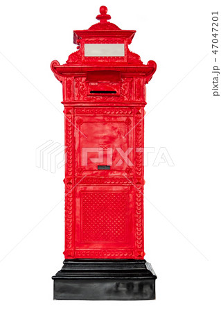 Isolated antique red post mail box. 47047201